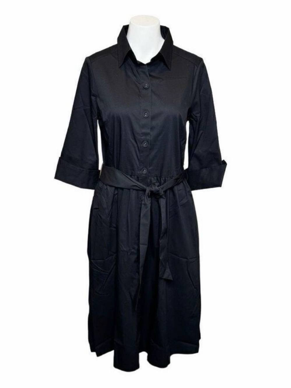Lands’ End Black Size 8 Button Front 3/4 Sleeves